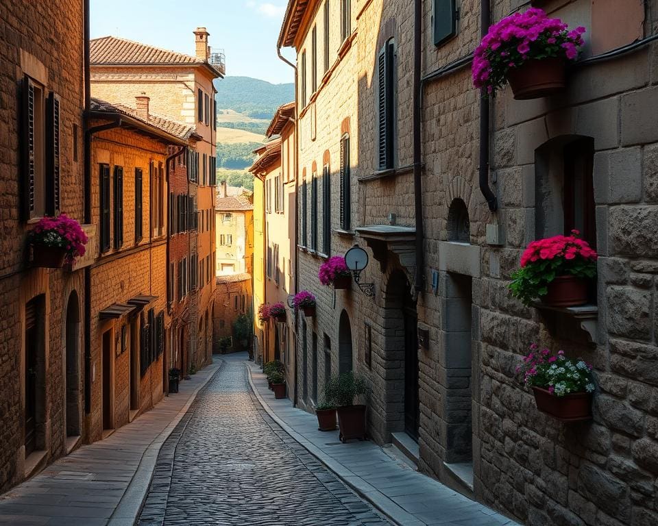 Mittelalterliche Straßen in Siena, Italien