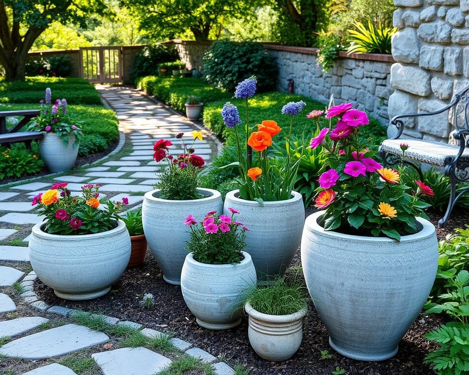 Beton dekorativ im Garten