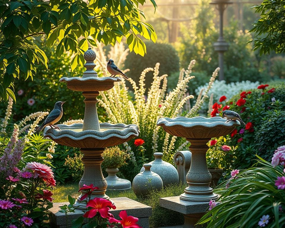 Vogeltränken aus Stein: Stimmungsvolle Deko für den Garten