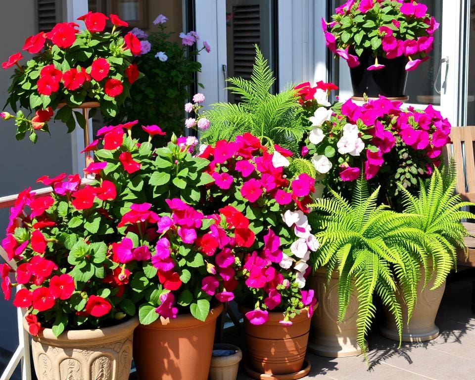 Blumenarrangements für den Balkon