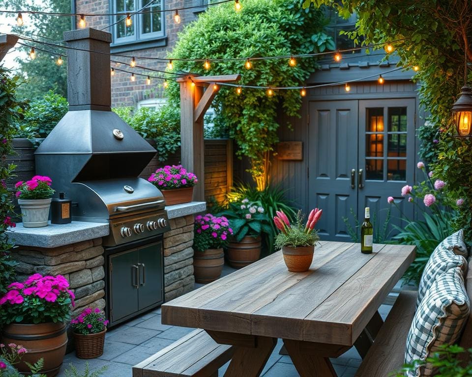 Garten gestalten Grillplatz Ideen gemütliches Outdoor Ambiente