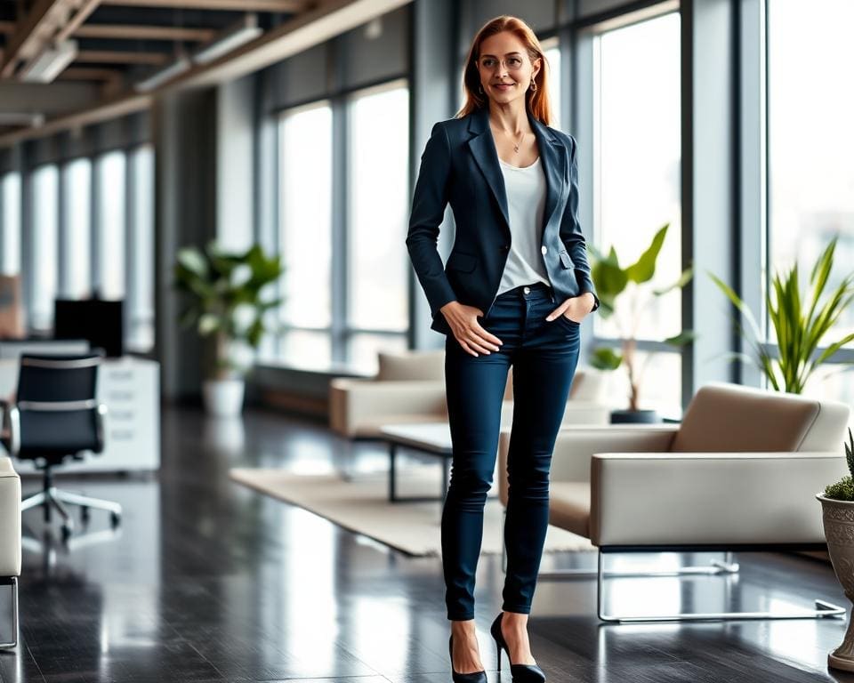 Business-Look mit Röhrenjeans