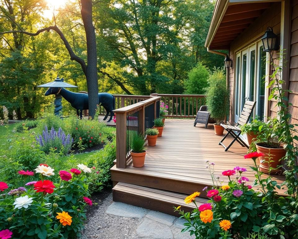 Holzdecks im Garten