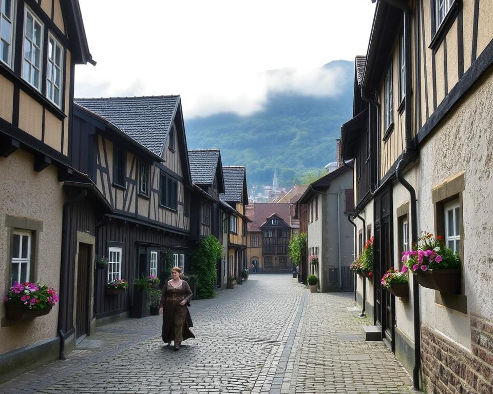 Mittelalterliche Straßen in Bergen, Norwegen