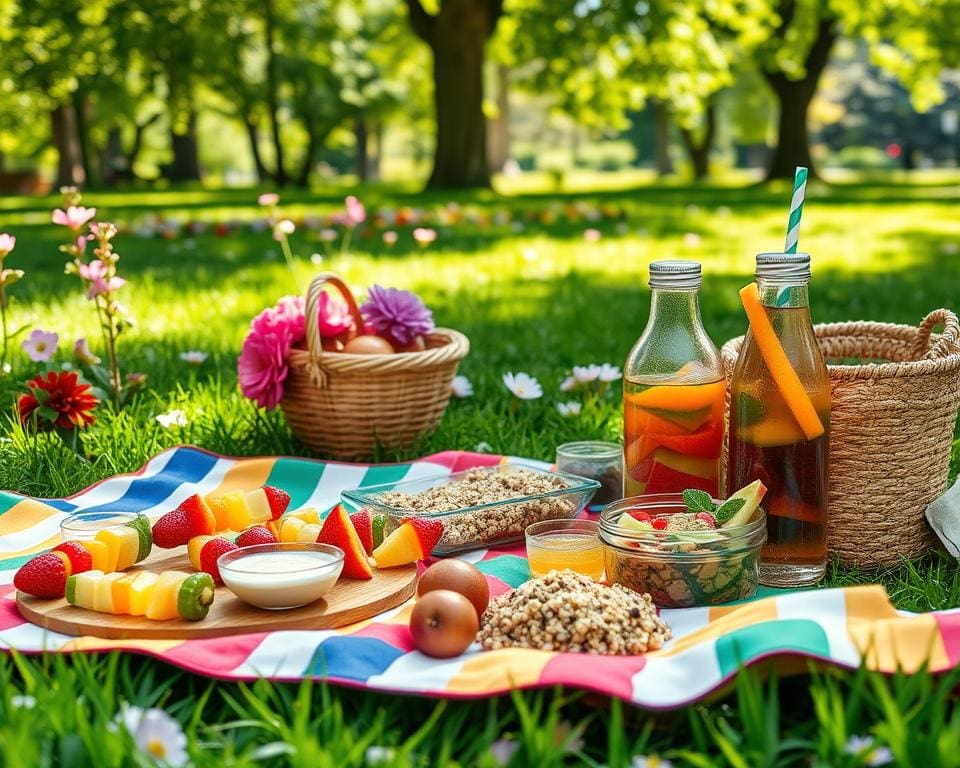 Picknickideen mit gesunden Snacks und kreativen Getränken