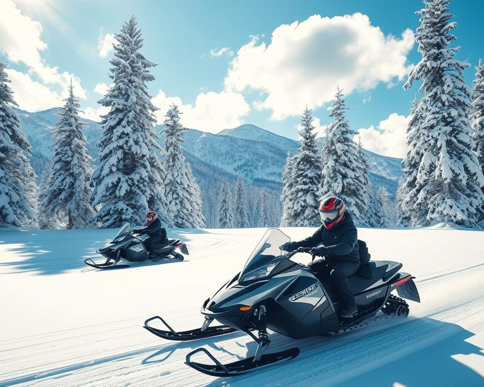 elektrische Schneemobile in der Natur