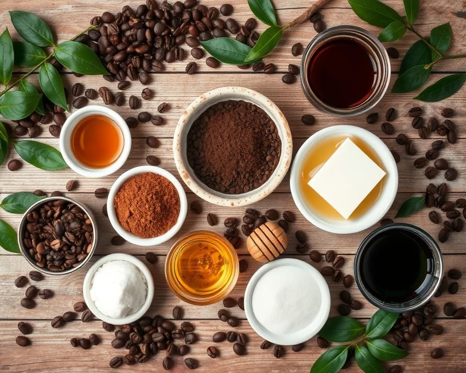 verschiedene Variationen von Kaffeepeelings