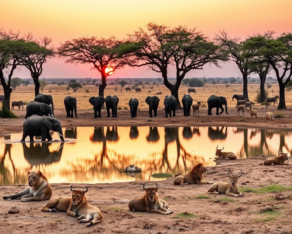 Wasserlöcher für Tierbeobachtungen im Etosha Nationalpark