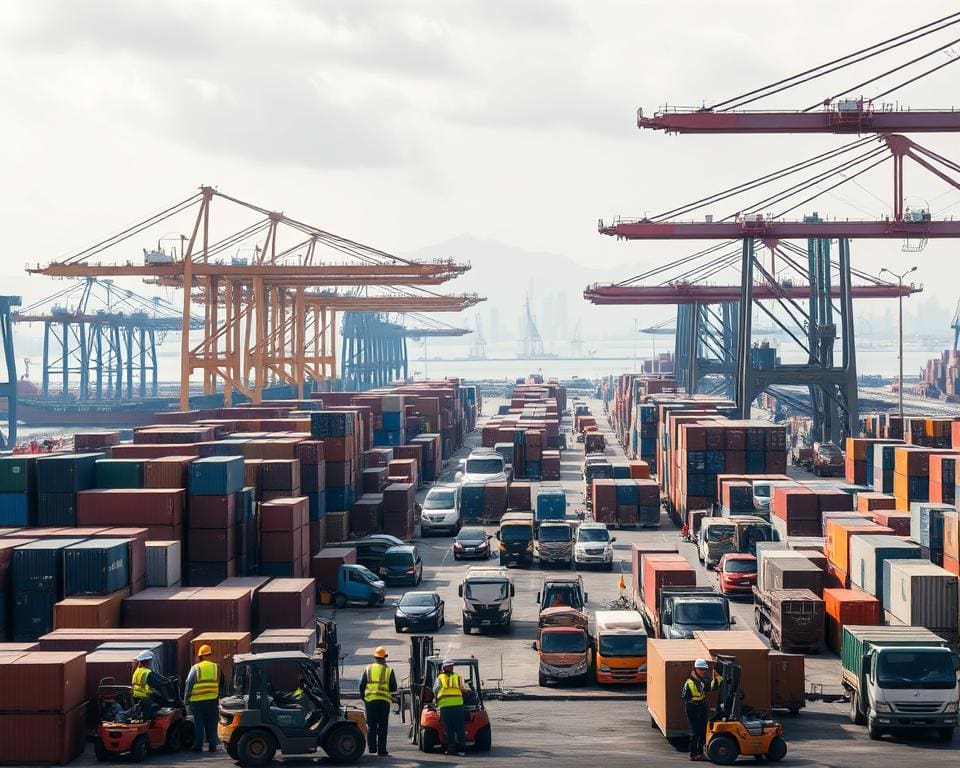 Hafenarbeiter im Containerhafen