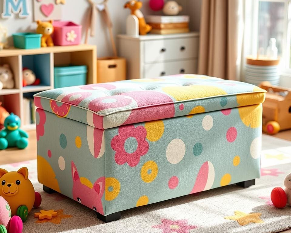 Polsterhocker mit Stauraum für Kinderzimmer