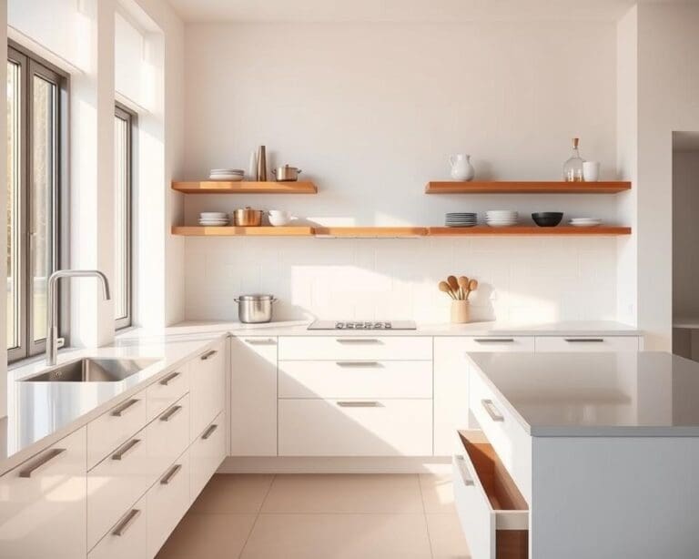 Wie gestaltest du eine Küche ohne Oberschränke?