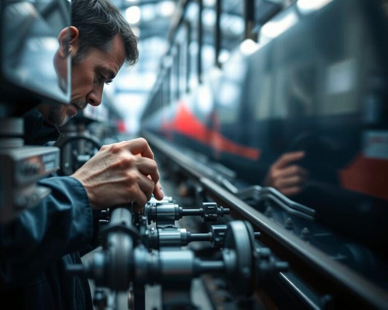 Wie repariert ein Mechaniker ein Bahnfahrzeug?
