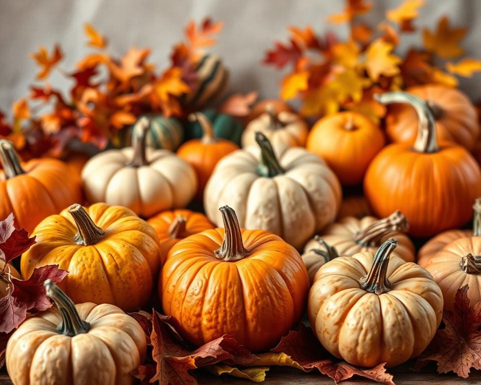 Herbstliche Dekoration mit Kürbissen