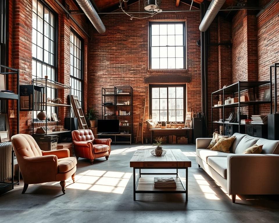 Integration von alten und neuen Möbeln im Loft-Dekor