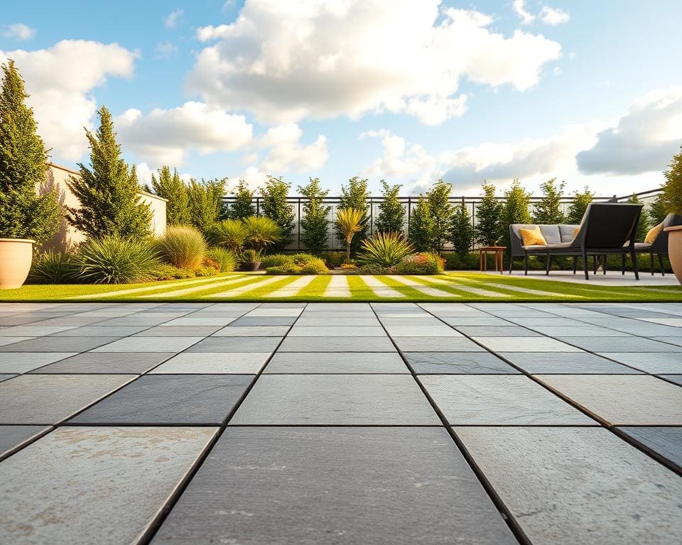 Terrassenplatten verlegen mit harmonischer Linienführung