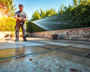 Tiefenreinigung für Terrassenplatten vom Experten